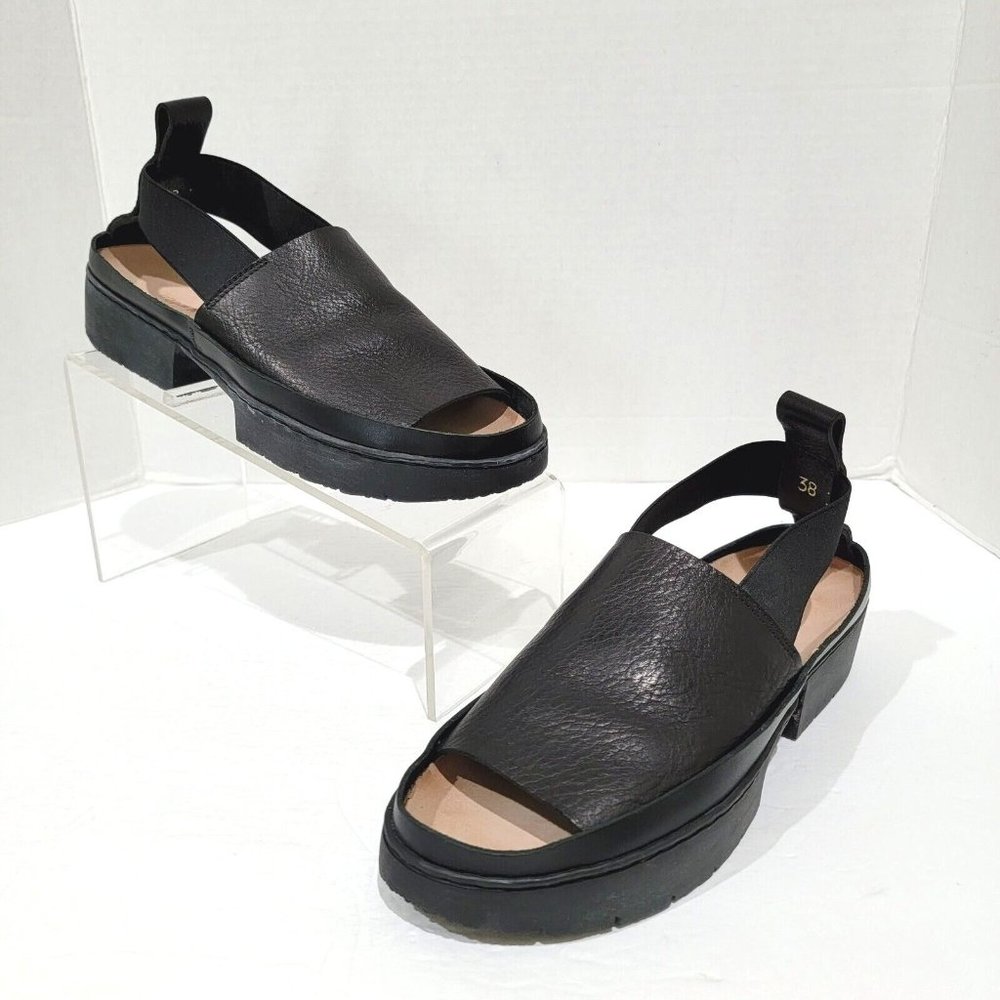 Trippen Allee Womens Leather Slingback Sandals Black Size 38 Ankle Strap Shoes